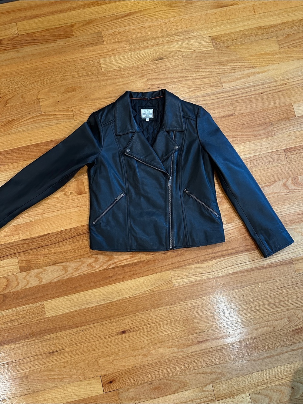 Fat Face Black Leather Moto Jacket